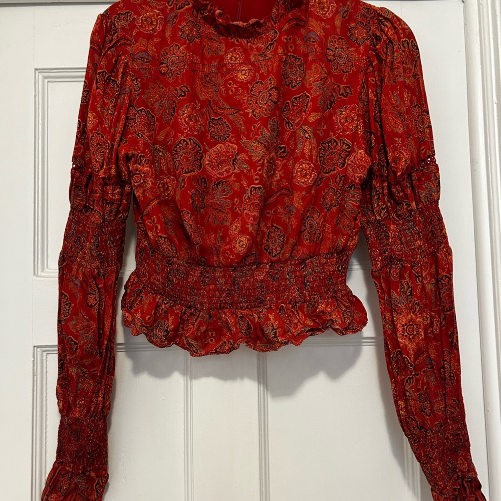 Elegant Red Paisley Women's Top from SIR